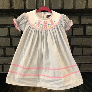 Easter Bunny Smocked Bishop Dress